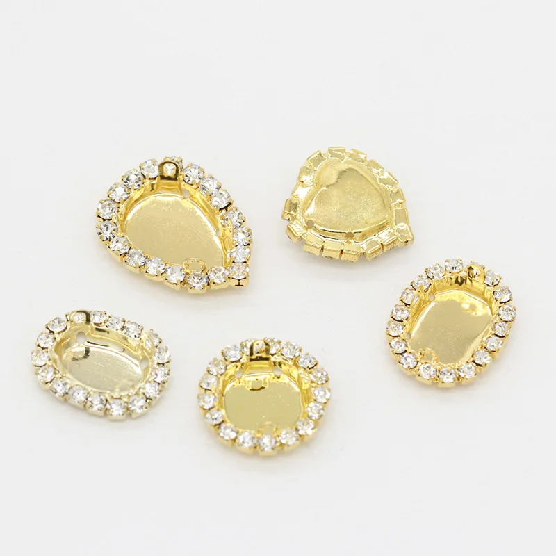 10p для шитья страз с покрытием в виде золота пустая Прозрачная отделка поддон