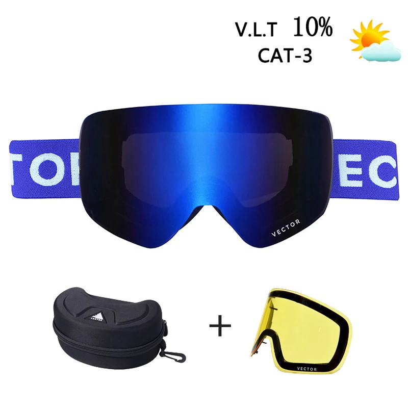 navy blue OTG лыжные очки со сменными линзами, снежные очки для мужчин и женщин, противотуманные покрытия, солнцезащитные очки для сноуборда, катания на лыжах, зимние спортивные очки для улицы - Цвет: navy blue