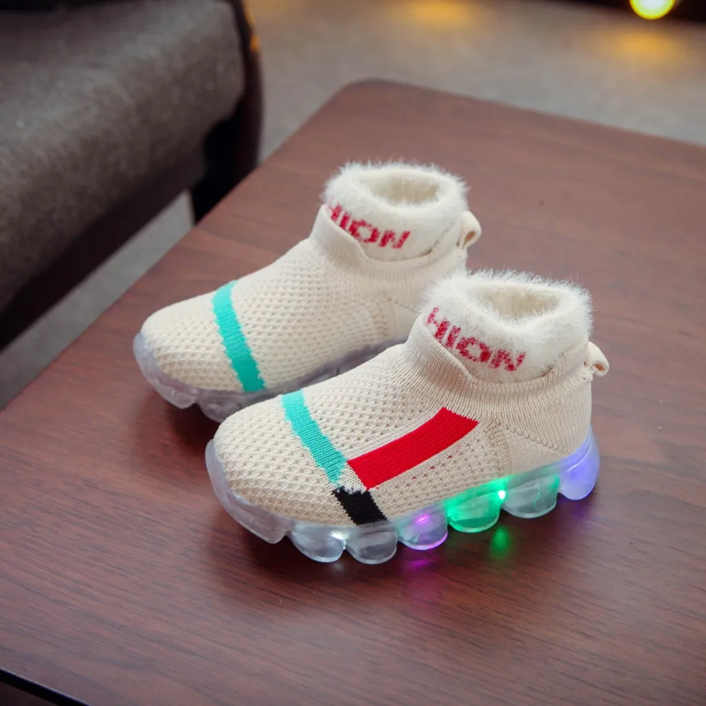Детские сетчатые светящиеся кроссовки со светодиодным светильник для маленьких