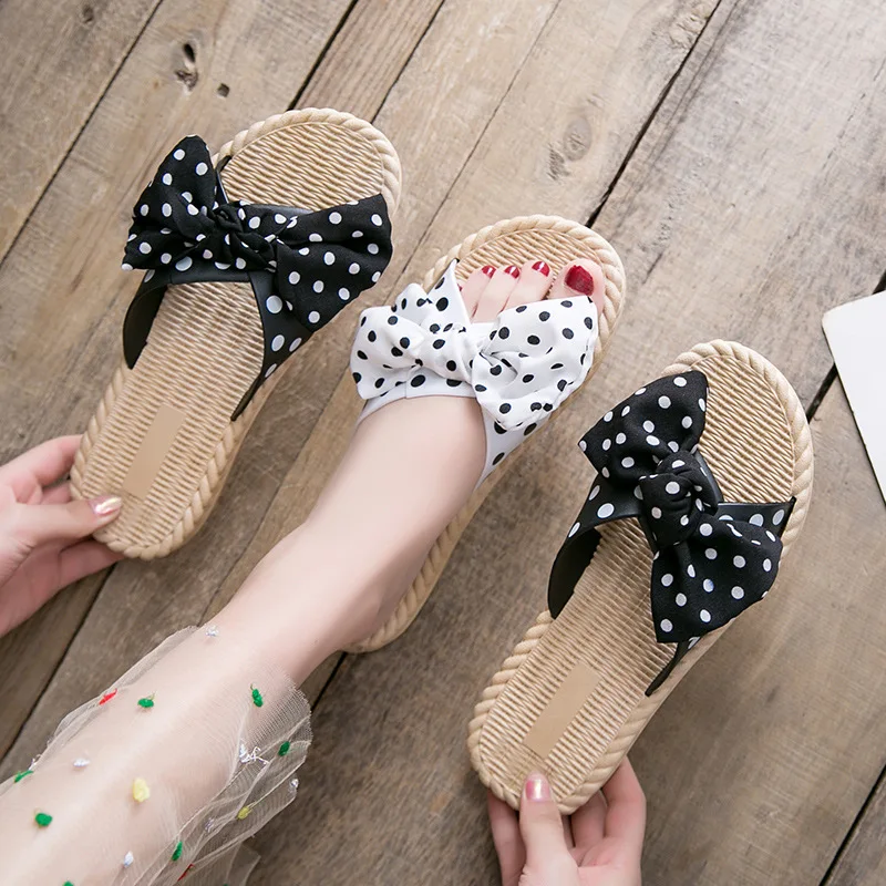 

Beach Flowers Fashion Summer Slippers 2020 New Sandals Bowknot Spotted Pure Color Ins Trendy Girls Slides PVC Indoor Shoes