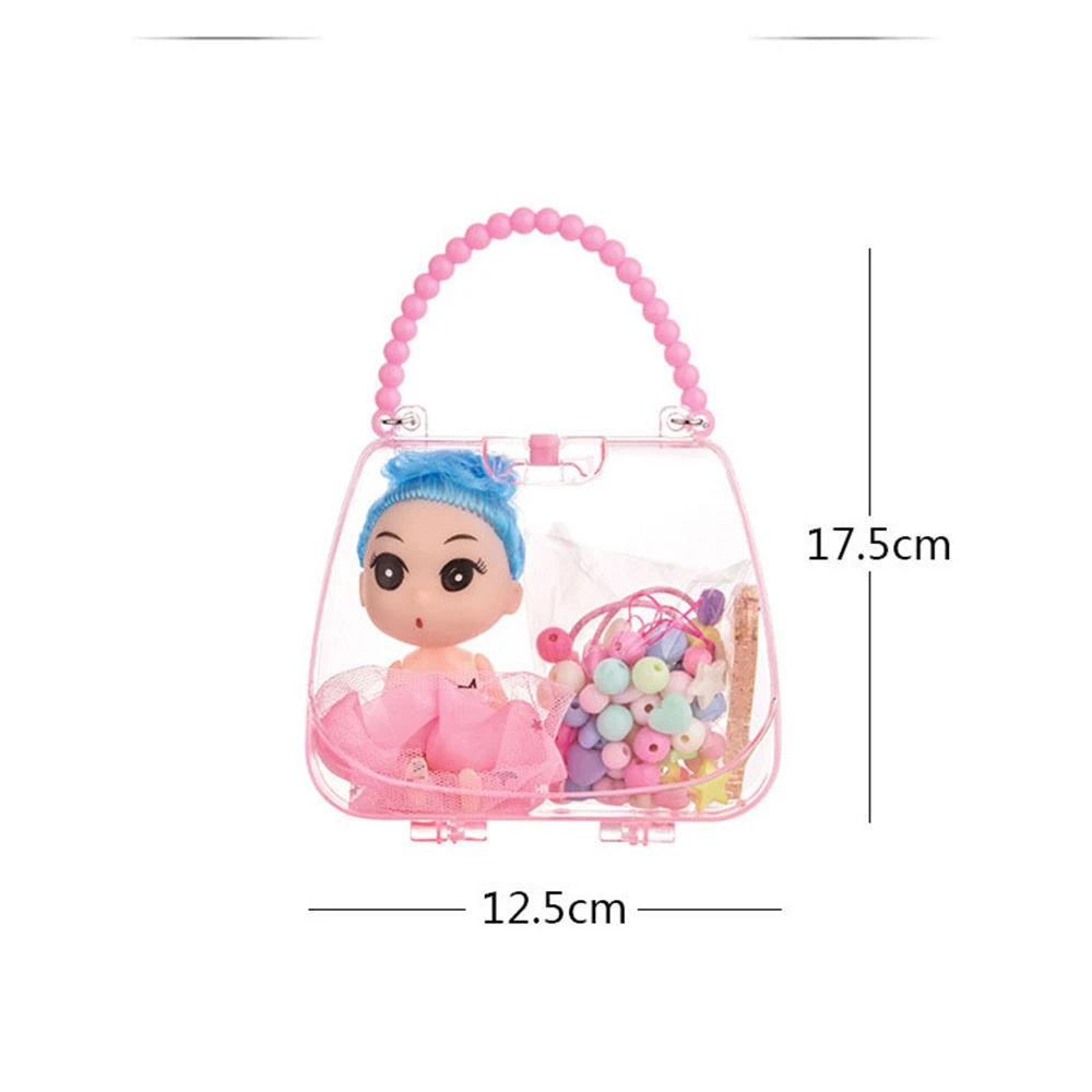 

DIY Kids Handmade Beaded Material Bag With Handbag Comb Dolls Accessories Bracelet Necklace Hair Band Making Kit Girl Toys Gifts
