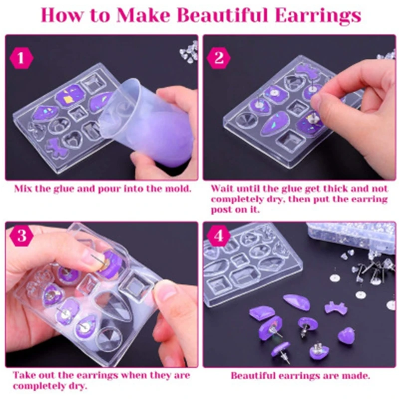 

1800Pcs Jewelry Earring Making Supplies with Alloy Earring Posts Earring Backs X7YA