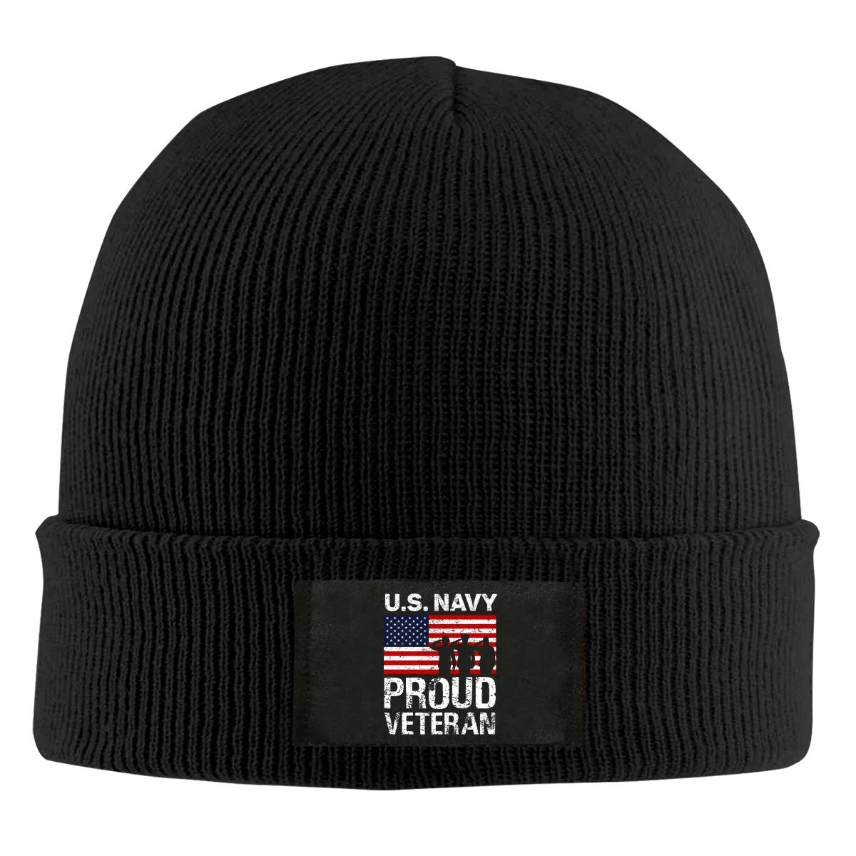 

Proud Veteran US Navy Beanie Hats For Men Women With Designs Winter Slouchy Knit Skull Cap