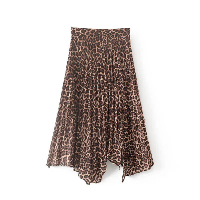 Женская юбка 2019 винтажная vestidos леопардовая расцветка миди модная трапециевидная