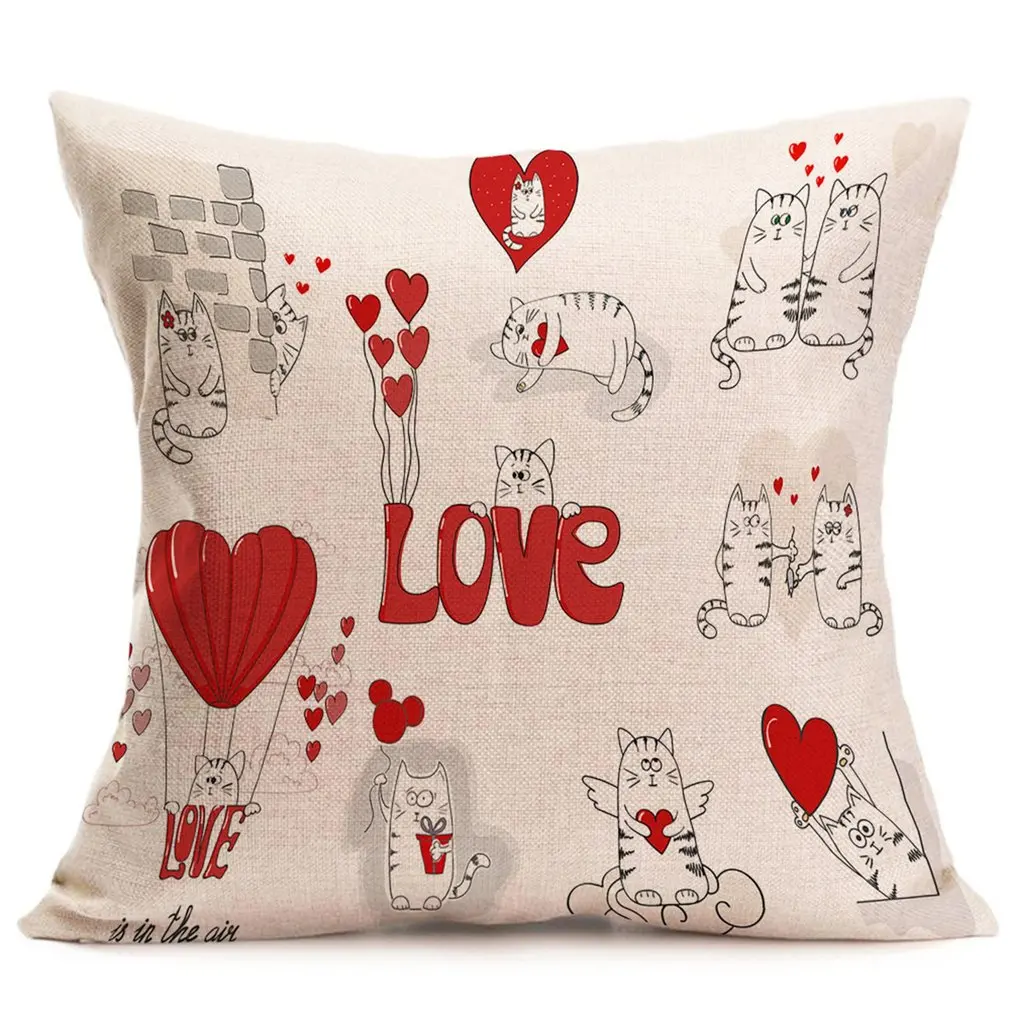 Наволочка с принтом ко Дню Святого Валентина наволочка из хлопка и льна для дома