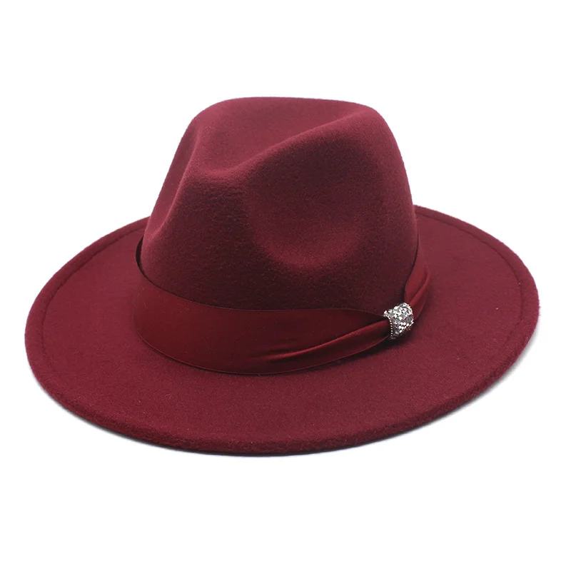 

Шерстяная шляпа для мужчин и женщин, модная универсальная шапка для пар, с широкими полями, с прямыми краями, Осень-зима