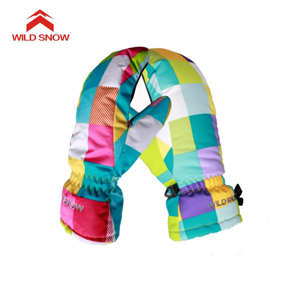 Детские лыжные перчатки бренда Wild Snow ветрозащитные водонепроницаемые теплые