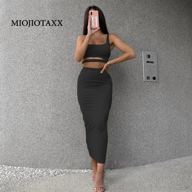 

Летнее платье MIOJIOTAXX, новинка 2022 года, Европейская и американская мода, сексуальная майка, женская одежда из полиэстера, из двух частей, Y2k
