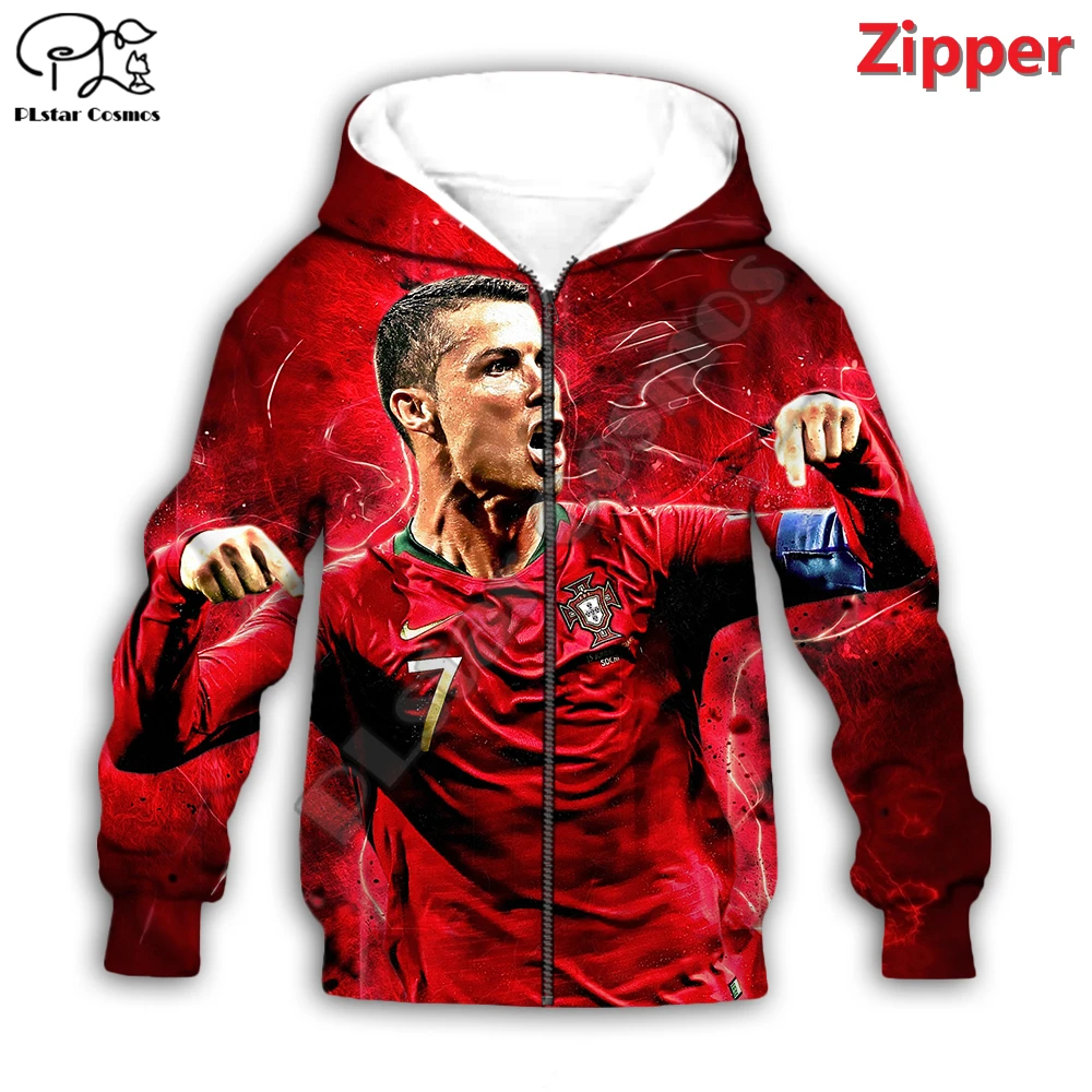 PLstar Cosmos-Sudadera con capucha para ni&ntilde;o y ni&ntilde;a, ropa con estampado 3D de la estrella del f&uacute;tbol Ronaldo, con cremallera, fresca, R5-2