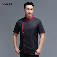 short sleeve coat chef shirt men tops restaurant chef uniforms catering bakery cook waiter top work clothes barber chef jackets