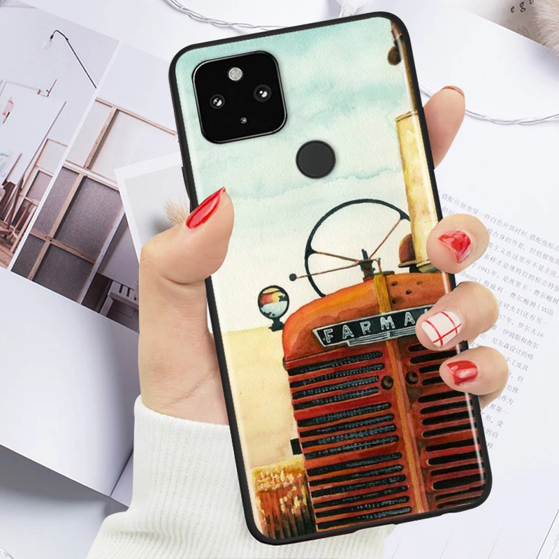 

Cool tractor Car Shockproof Cover for Google Pixel 5 4 4A XL 5G Black Phone Case Shell Soft Fundas Coque Capa