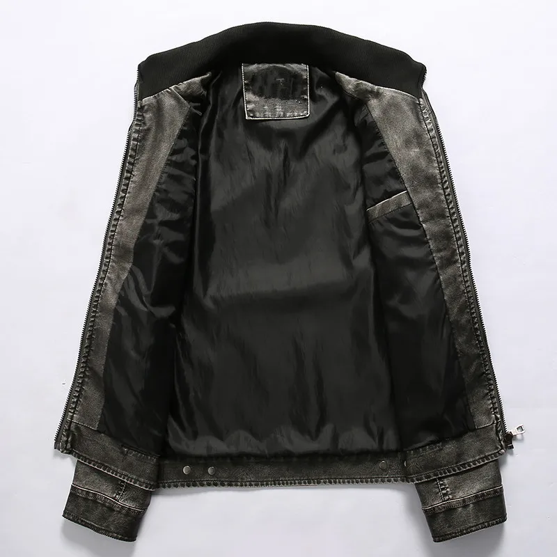 Winter Leather Jacket Men Vintage Multi-Pockets Jackets Army Lather Coat | Мужская одежда