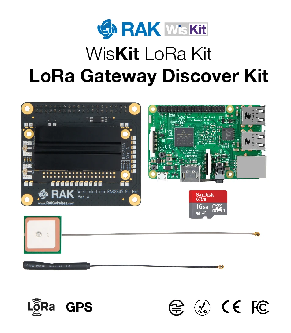 Приложение LoRa Gateway Discover Kit модель RAK2245 Pi HAT Raspberry 3B + карта TF 16 Гб (с программным