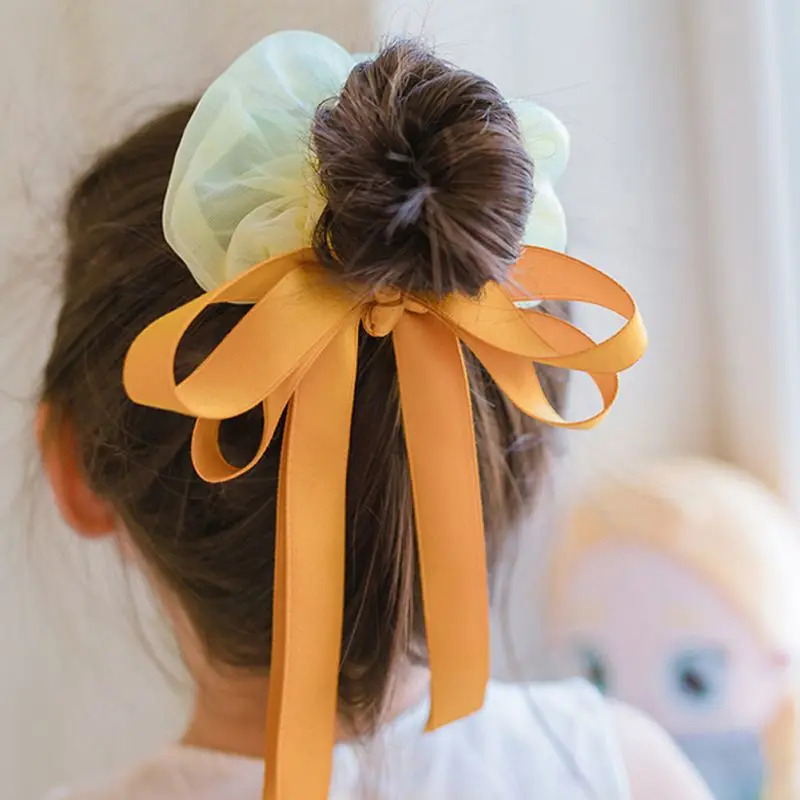 

Girl Princess Wind Sweet Bowknot Headband Versatile Hair Cord French Solid Elastic Hair Bands Sweet Girls Streamers Hairbands