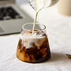 Стеклянная чашка в японском стиле, полосатый молочный кувшин, Термостойкое стекло 300550 мл с ручкой, сепаратор для кофе, молока, чая, чашка