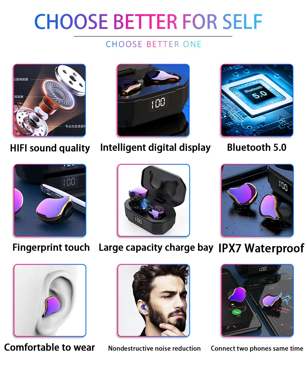 QCR G01 беспроводные наушники 5,0 TWS Bluetooth наушники настоящие беспроводные стерео наушники спортивные наушники с микрофоном для зарядки
