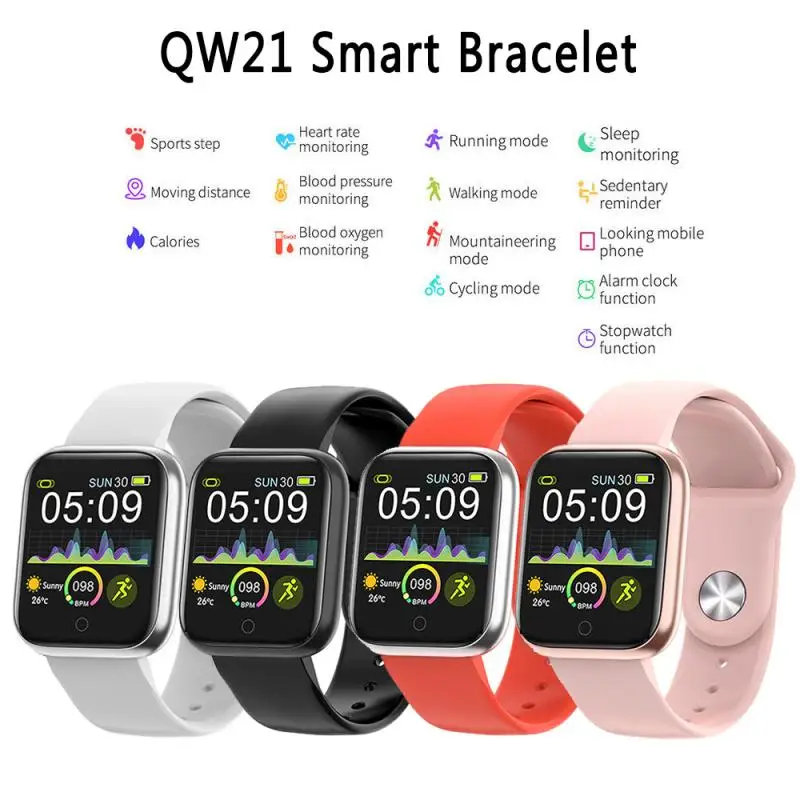 

Умный Браслет QW21, модный спортивный мониторинг здоровья IP67, Водонепроницаемые многофункциональные удобные умные часы