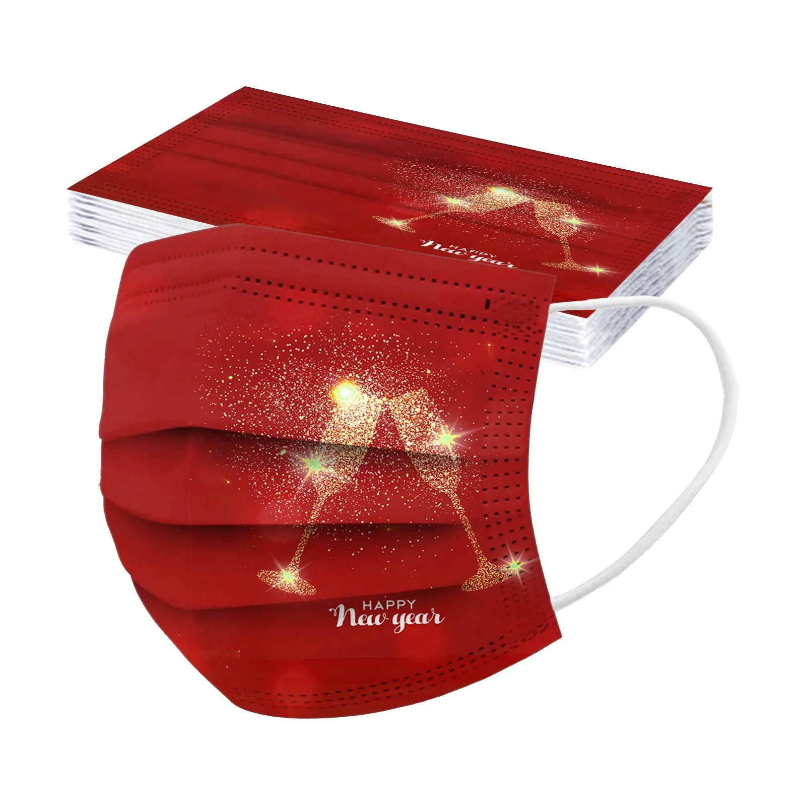 

10 шт. рождественские маски для лица, маски для взрослых с принтом оленьих рогов, 3-слойная Нетканая Милая одноразовая маска, маска Navidad 2022