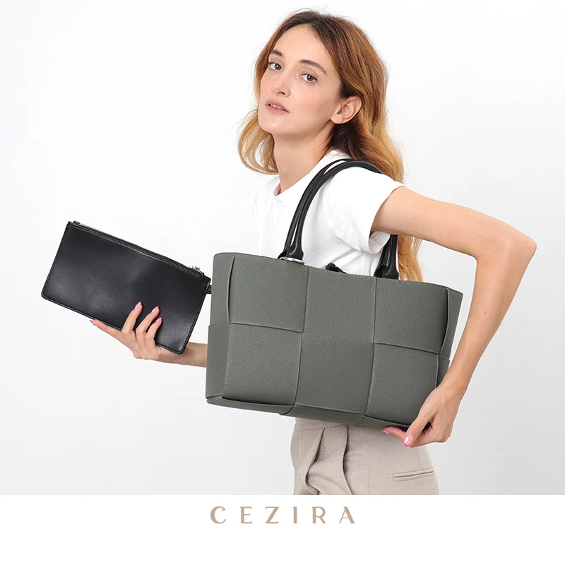 Сумка-тоут для женщин CEZIRA тканая с короткими ручками