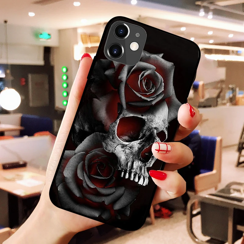

Stylish Ultra-Thin fall proof TPU Mexican Skull Girl tattooed Art silicone case for iPhone 11 12 Pro x XR XS max 5 6 7 8 plus