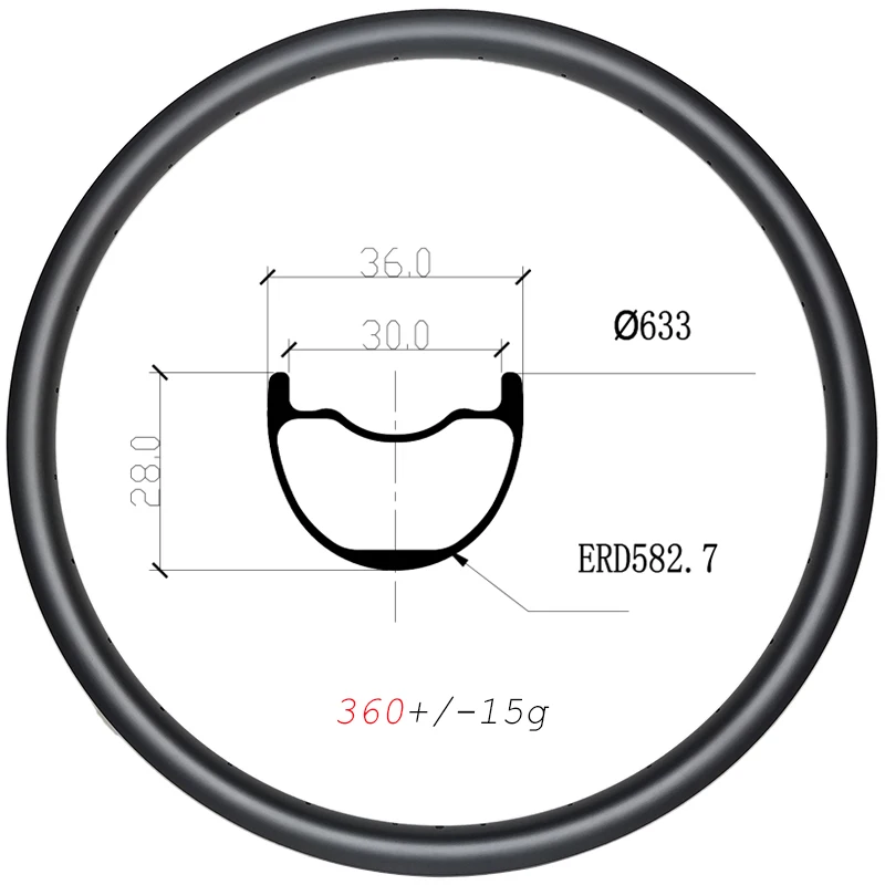 

360g 29er MTB XC 36 мм, Ширина 30 мм, внутренний диск клинчерный обод из углеродного волокна бескамерный 28 мм в глубину 24H 28H 32H 36H 29in, Монтируемое колесо...