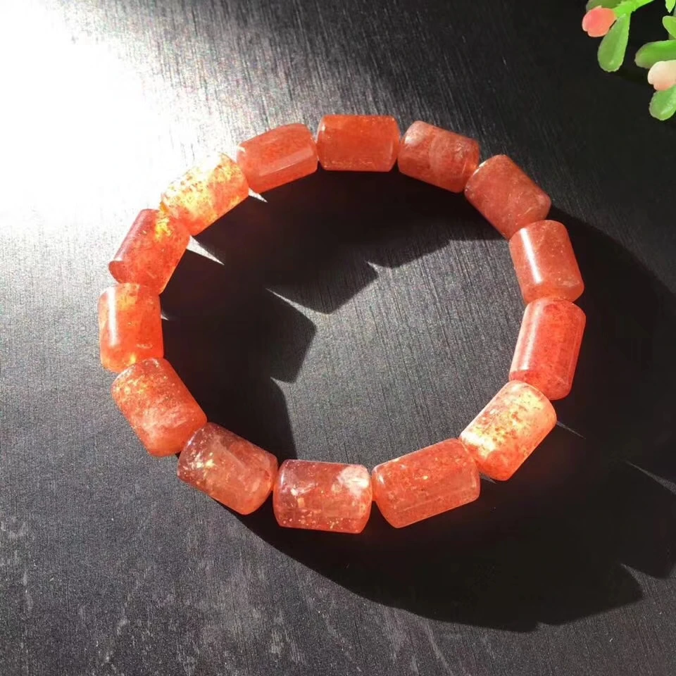 Натуральный Золотой Кристалл из клубничного кварца браслет женский золотой Sunstone