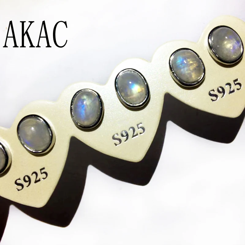 2 пар/компл. Akác approx6 * 8 мм натуральный цвет радуги лунный камень серьги гвоздики ASOS