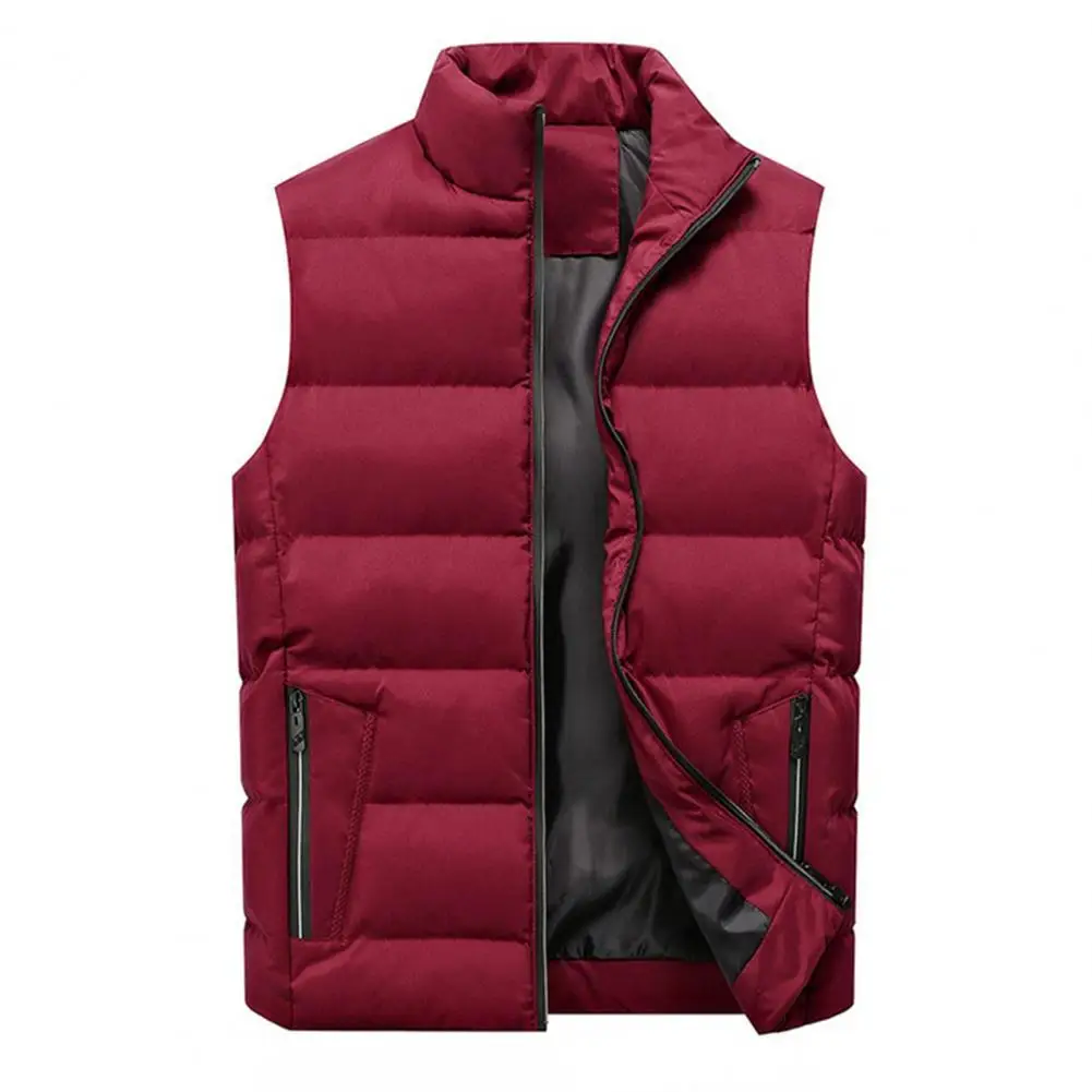 

Жилетка мужская с воротником-стойкой, однотонная безрукавка с подкладкой, повседневная одежда