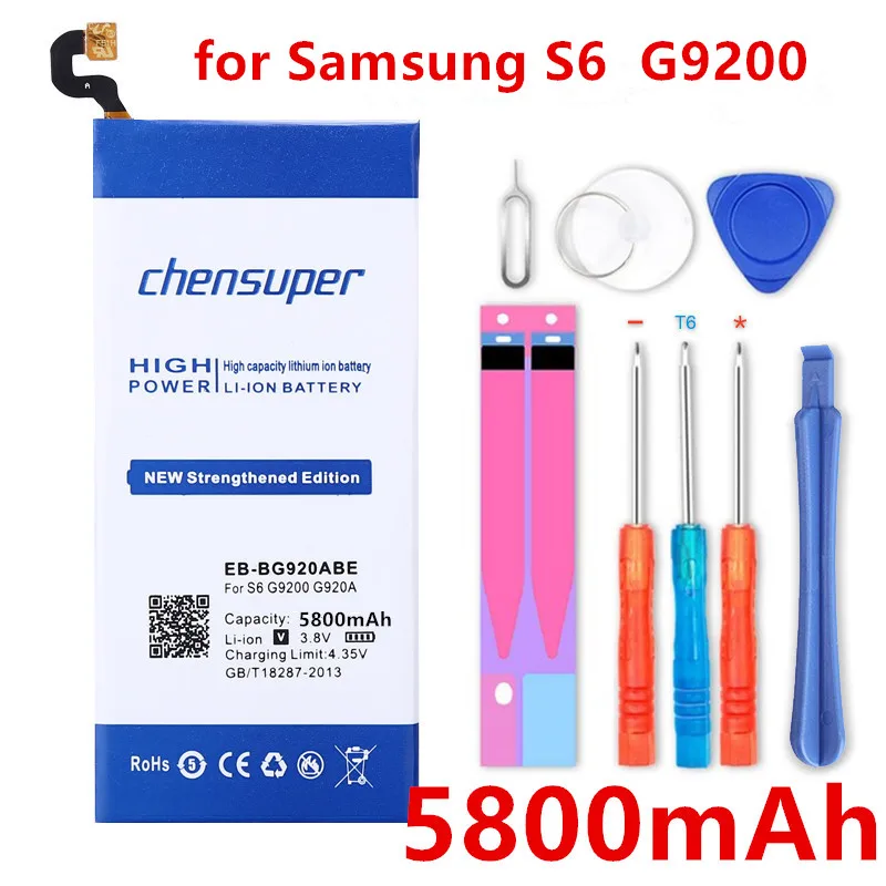 Аккумулятор для Samsung Galaxy S6 G9200 G920f G920i G920A G925S 5800 мач|battery for samsung s6|battery samsungbattery galaxy |