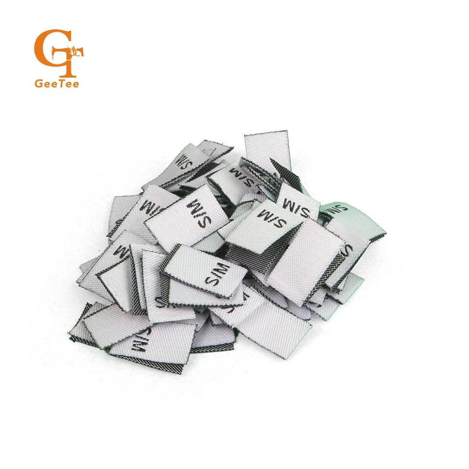 Отдельные Cut S/M/L одеждой размер этикетки белый фон черный логотип ткань теги