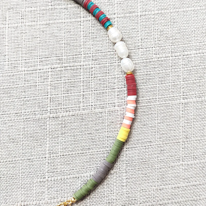 Ожерелье мужское из полимерного силикона с овальным жемчугом в этническом стиле