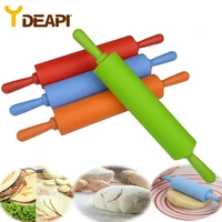ydeapi silicone rolling pin pastry dough flour roller non stick wooden handle kitchen baking cooking tools christmas rolling pin