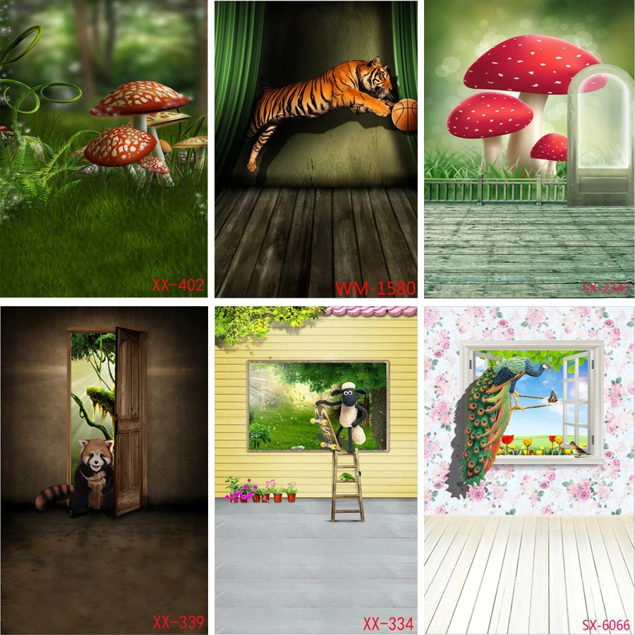 Реквизит для фотостудии 3D принтер фон помещения деревянный пол гриб Тигр енот