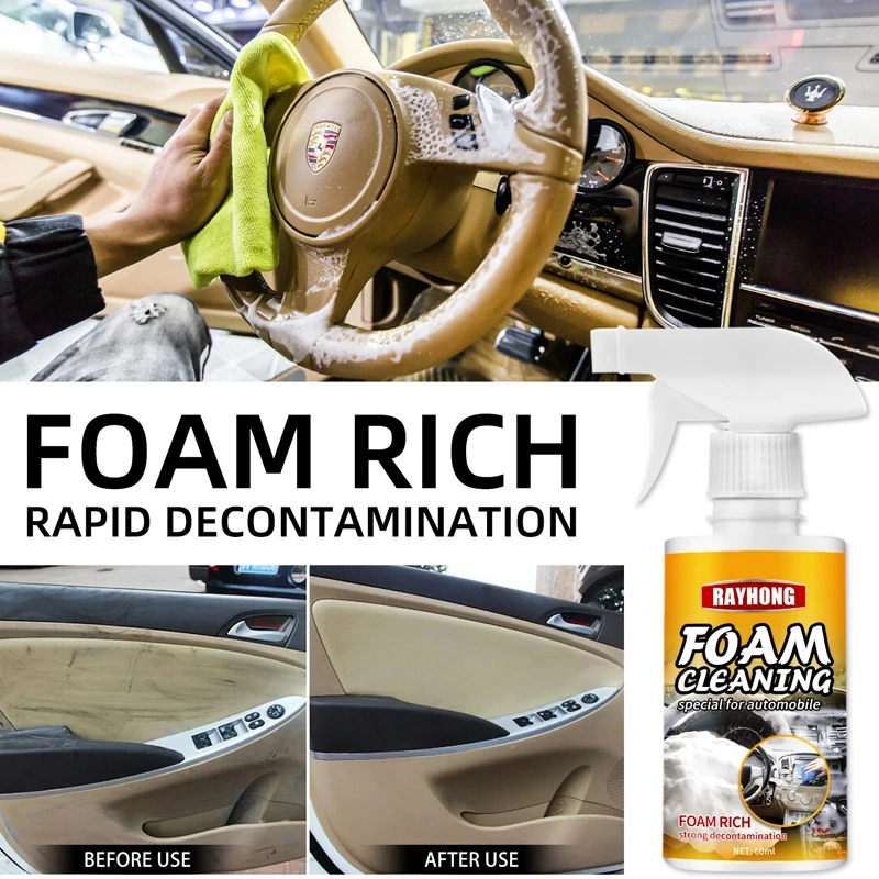 

Автомобильный многоцелевой пенный очиститель спрей Автомобильный Очиститель интерьера сиденье рулевое колесо агент для обеззараживания ...