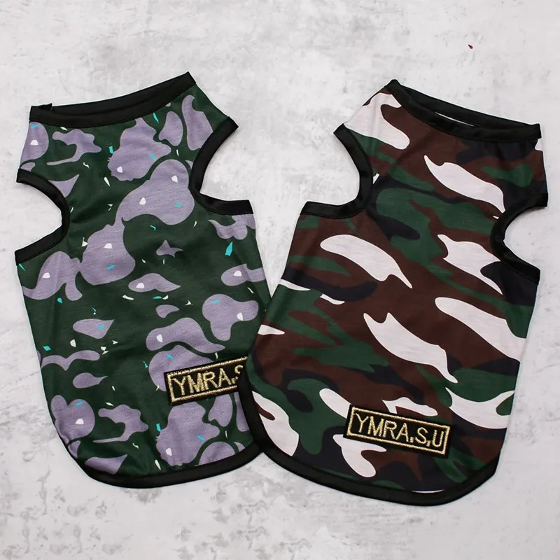 Женская хлопковая камуфляжная футболка для щенка жилеты кошек мультяшный костюм