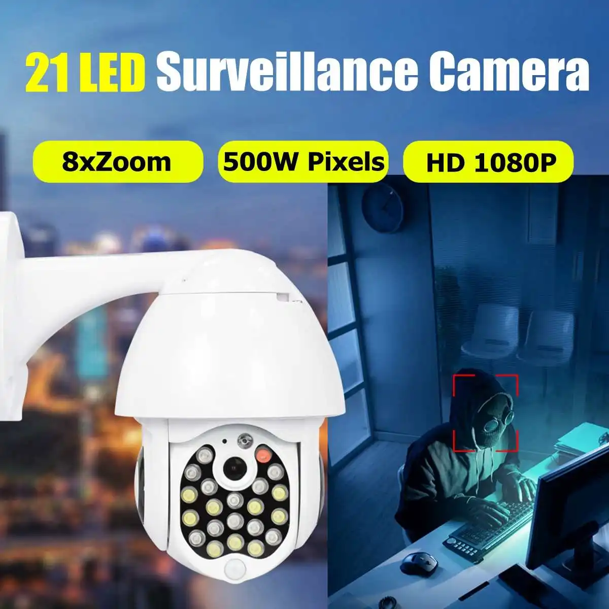5.0MP 21 светодиодный ip-камера 8X Zoom WiFi купольная камера наблюдения полноцветная камера ночного видения панорамирование/наклон вращение IP66 водонепроницаемый