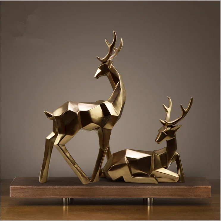 Литая Медная скульптура оленя украшение дома художественное бара креативная