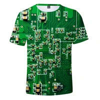 one piece dropshipping electronic chip 3d printed short sleeve youth summer casual creative short t round neck t shirt wholesale