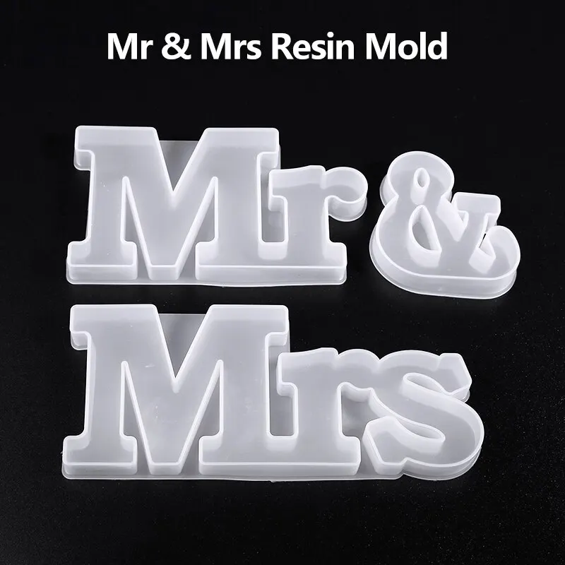 Silicone Mold Mr & Mrs Sign Word Mold Epoxy Resin Casting Mold Jewelry Making Epoxy Mould For DIY Table Decoration Art Craft
