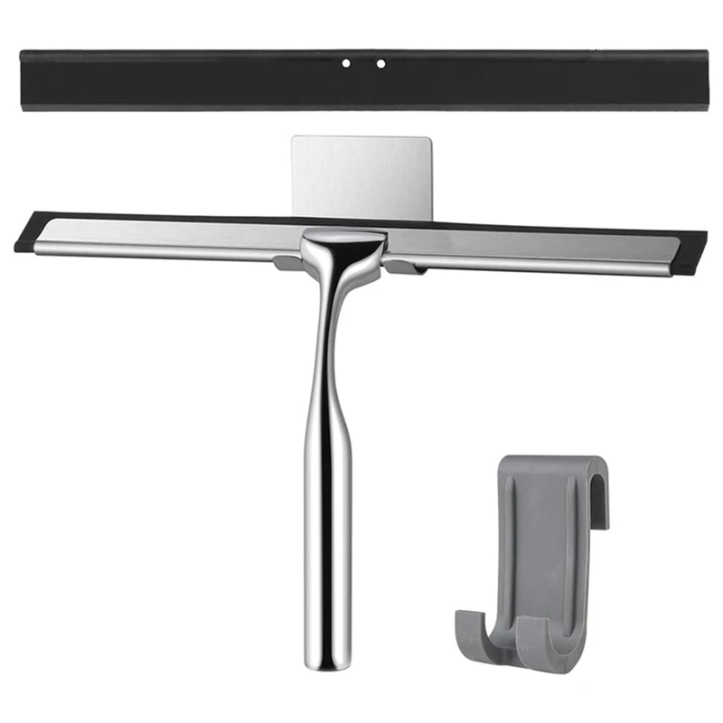 

Shower Squeegee,Window Squeegee Shower Cleaner With Self Adhesive Hook,Replaceable Wiper Blades For Bathroom Mirror