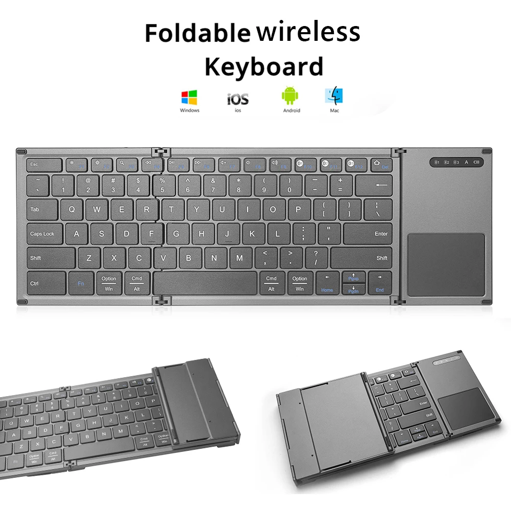 

Портативная Складная Bluetooth мини-клавиатура, складная беспроводная клавиатура с тачпадом, клавиатура для IOS/Android/Windows Ipad планшетов