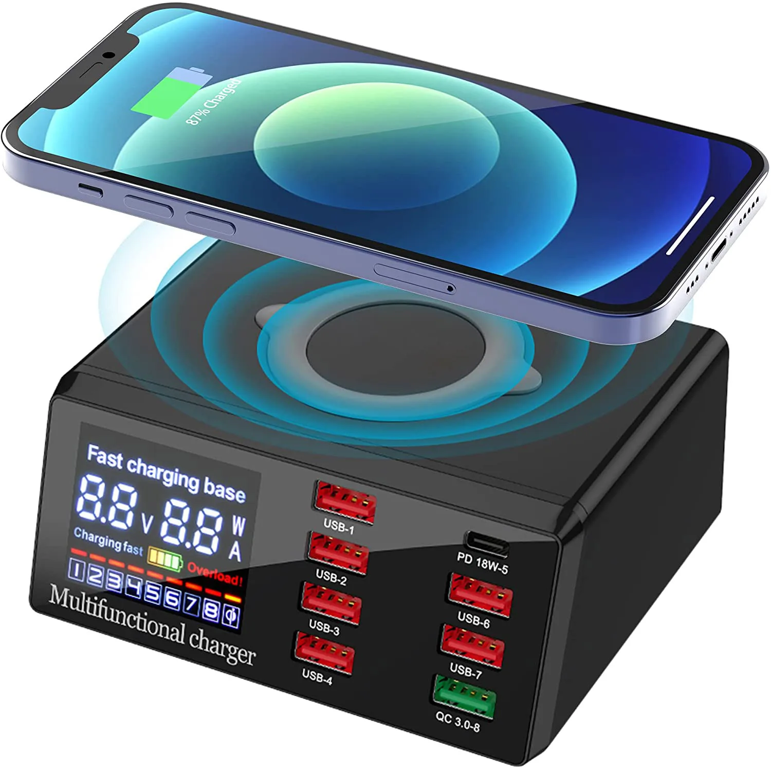 Настольная зарядная USB-станция с 8 портами 100 Вт USB-порт Type-C