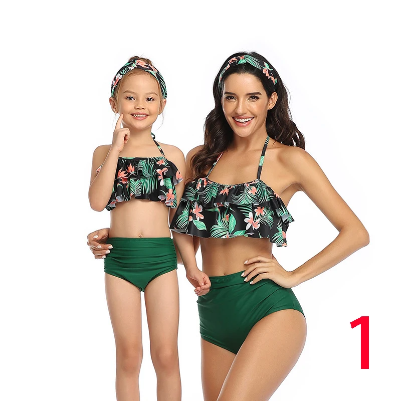 

Hot Selling New Fashion Women Parent-child Bikini Set Mother Daughter Swimwear Letter Print Swimsuit Clothing family swimwear