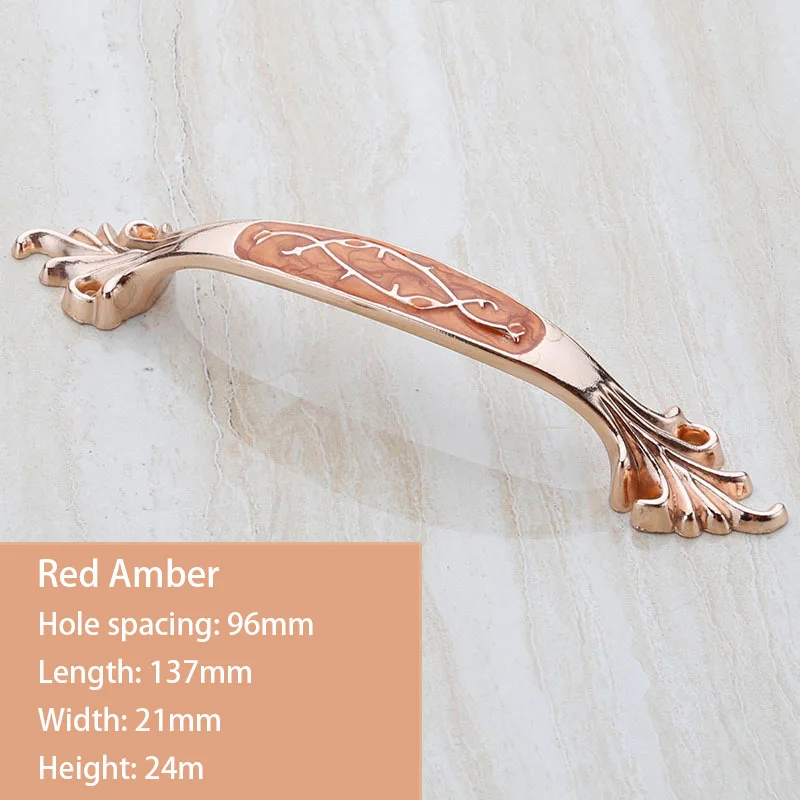 Red Amber 96mm Мебельная дверная рукоятки и ручки шкафа ящика, кухонное оборудование аксессуары винтажный Шкаф Тянет, утолщенная Базовая белая ручка - Цвет: Red Amber 96mm