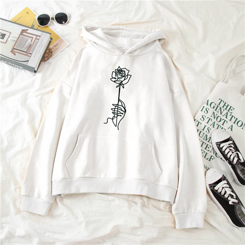 Женская толстовка с длинным рукавом Sudaderas Mujer Harajuku свободная капюшоном
