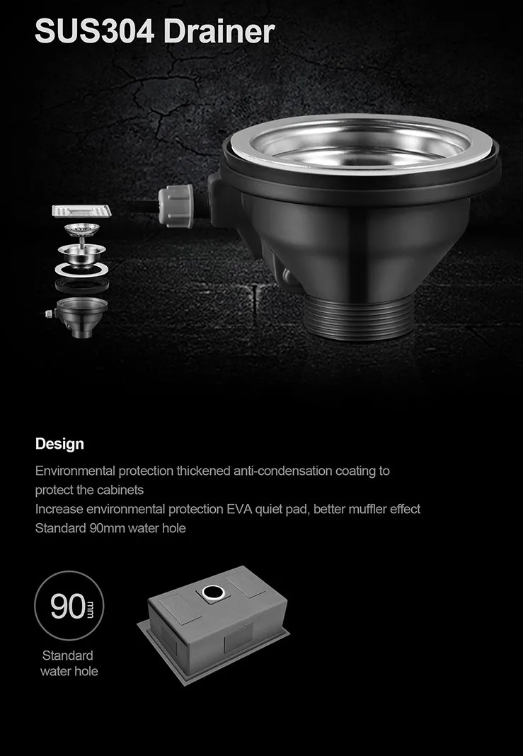 

Asras 6449Y SUS304 handmade kitchen sink hidden sink covered sink lids fine brushed with drainer and kitchen tap free shipping