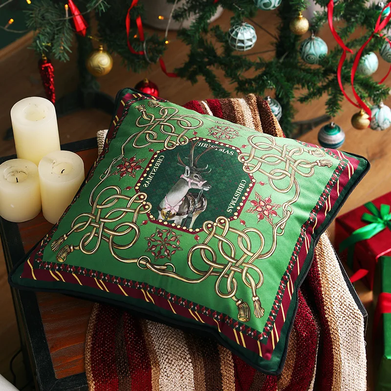 Наволочка DUNXDECO декоративная наволочка на подушку Классическая Рождественская с