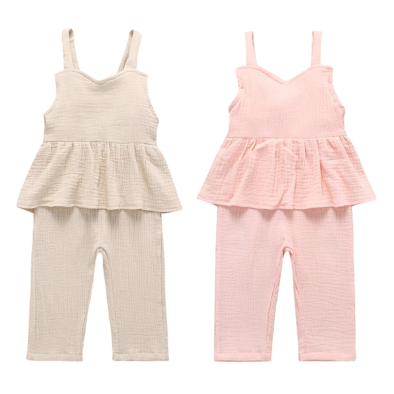 Брюки детские летние из мягкого хлопка с открытой спиной|Полукомбинезоны| |