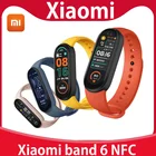 Оригинальный Смарт-браслет Xiaomi Mi Band 6 с NFC, цветной дисплей AMOLED 1,56 дюйма, SpO2, пульсометр, трекер сна, водонепроницаемый Miband6