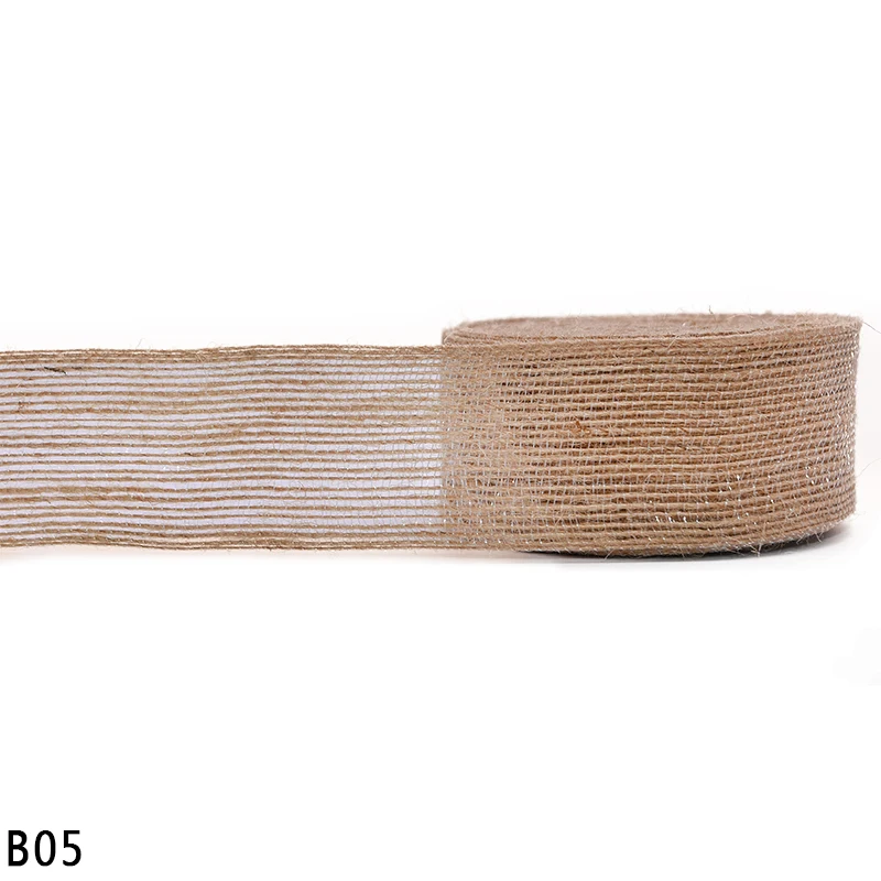B05-3.8cm 10M/roll 15-38mm Natural Jute Burlap Ribbon Hemp Ribbon Material Wedding Party Home DIY Gift Box Wrapping Belt Decoration Crafts - Цвет: B05-3.8cm